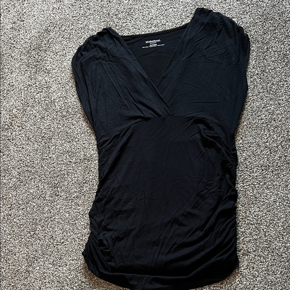 Lightly used super soft Motherhood Maternity cute black maternity/nursing blouse